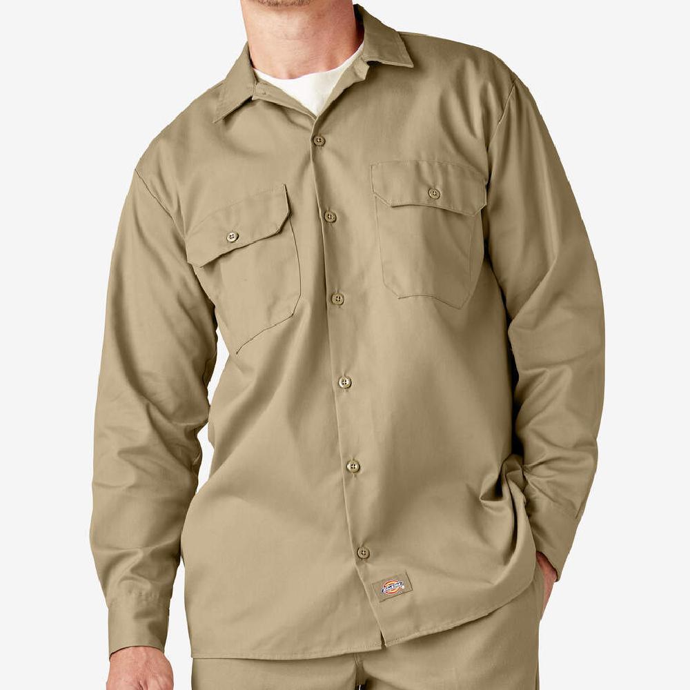 DICKIES Men's Original 574 Long-Sleeve Button-Up Work Shirt - Plain Full Sleeves, Regular Fit Poly-Cotton Blend, Workwear, Year-Round Wear, Mens Fashion, S to 5XL, 574 Work Shirt Look
