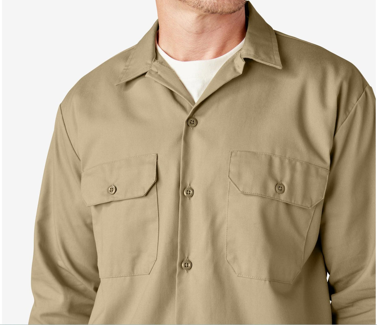 DICKIES Men's Original 574 Long-Sleeve Button-Up Work Shirt - Plain Full Sleeves, Regular Fit Poly-Cotton Blend, Workwear, Year-Round Wear, Mens Fashion, S to 5XL, 574 Work Shirt Look