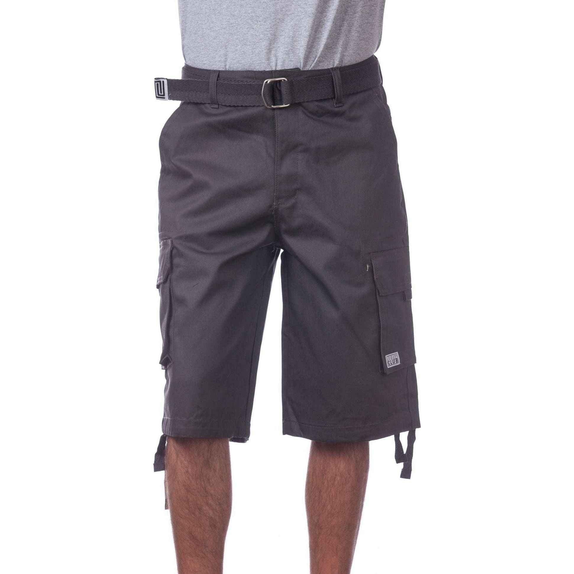 Pro Club Cargo Shorts with Belt - Mens Cotton Twill Cargo Short Pants