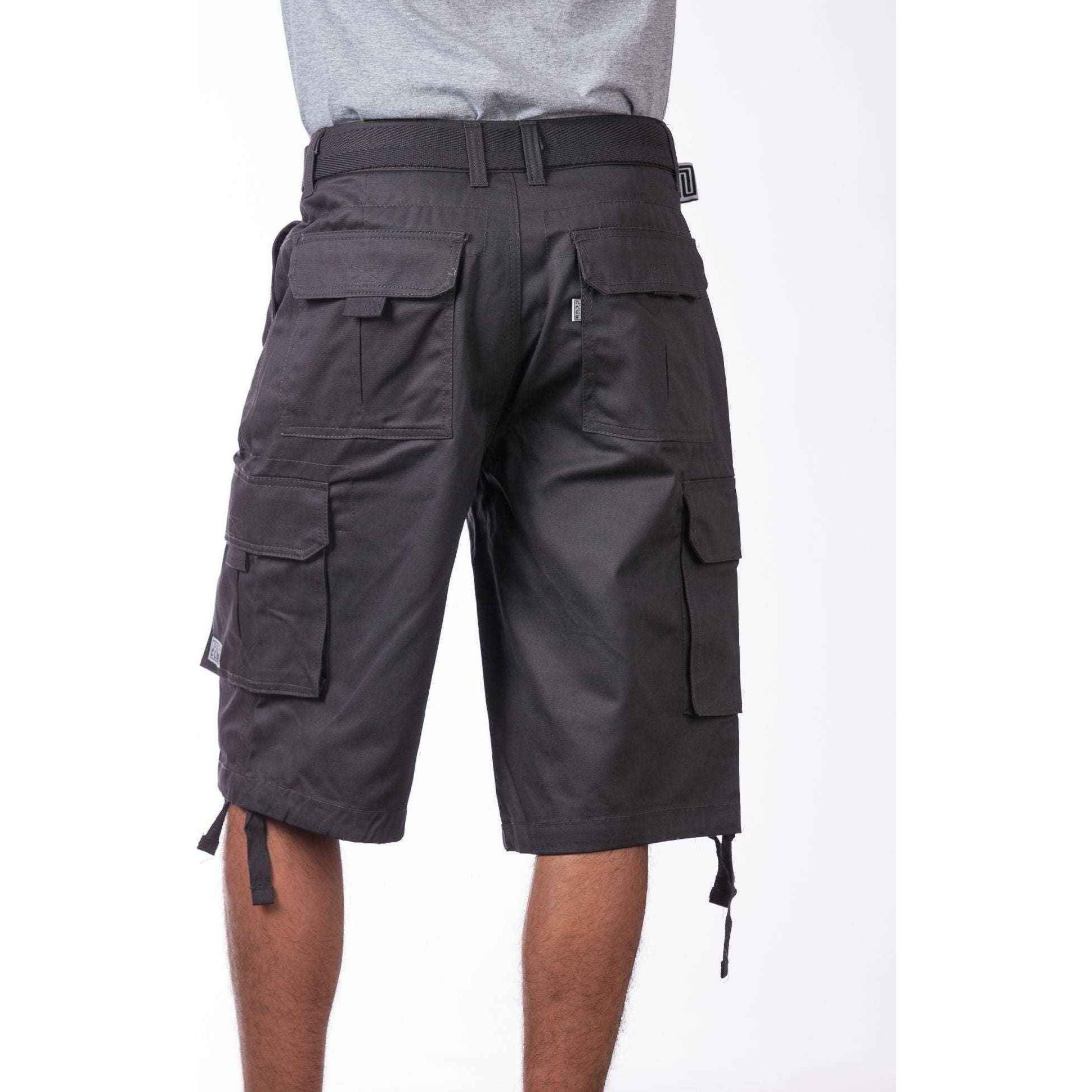 Pro Club Cargo Shorts with Belt - Mens Cotton Twill Cargo Short Pants