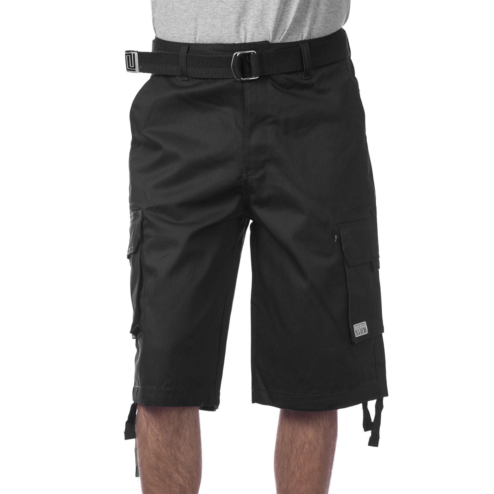 Pro Club Cargo Shorts with Belt - Mens Cotton Twill Cargo Short Pants