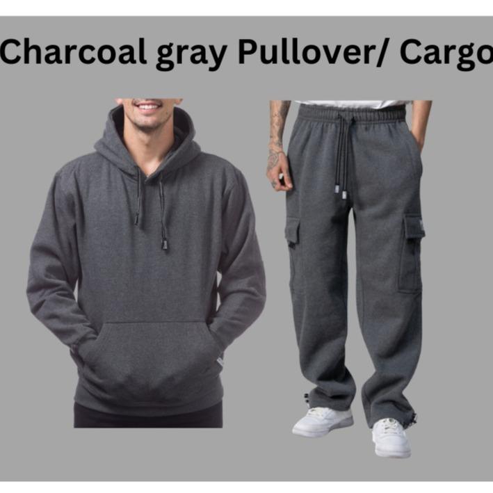 Pro Club Men's 2-Piece Clothing Set - 60% Cotton 40% Polyester, Long Sleeve Zip-Up Hoodie with Pocket, Matching Cargo Sweatpants with Ample Space, Stylish Plain Top, Cozy Enough for Cool Casual Days (Black, Heather Gray, Charcoal Gray, 2 XL) Classic Mensw