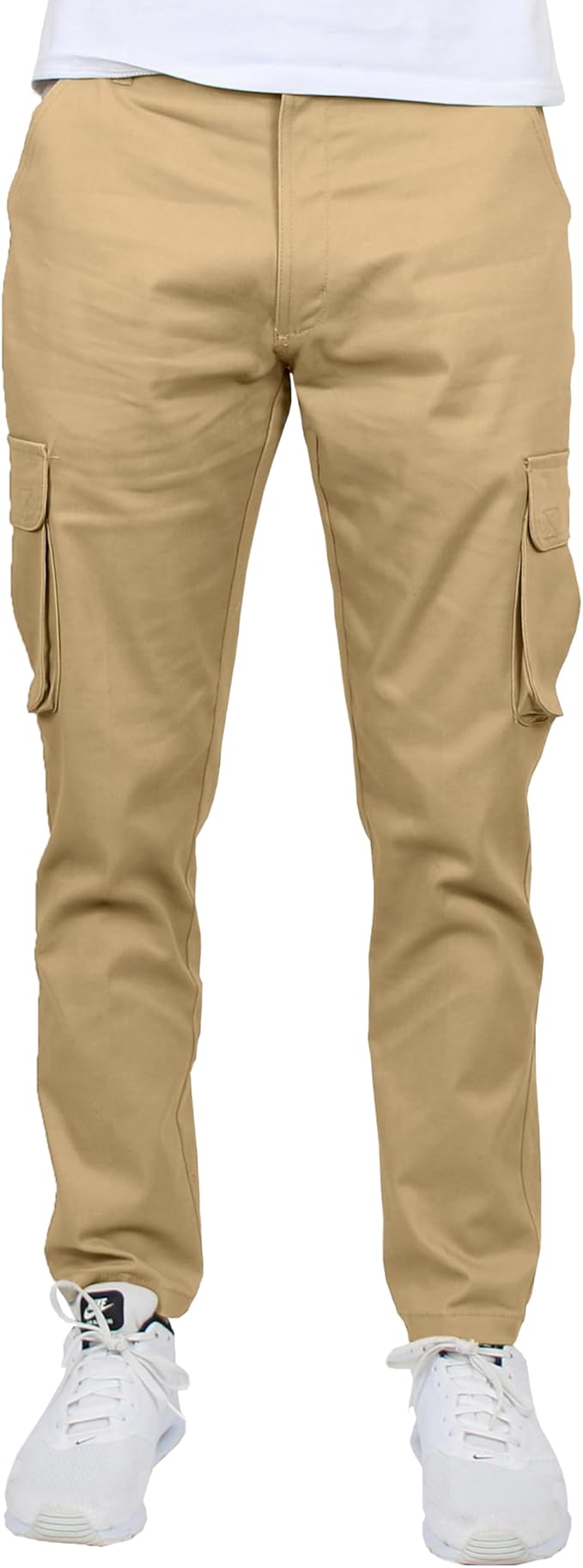 3-Pack Men's Flex-Stretch one size dowen for perfect fit Cotton Cargo Pants 31-Inch Inseam - Comfortable Durable Plain Design in Black Khak