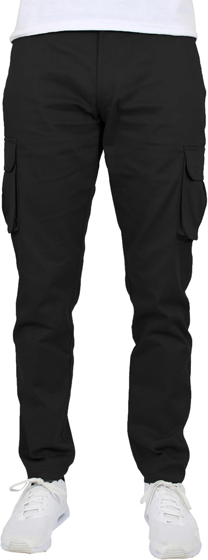 3-Pack Men's Flex-Stretch one size dowen for perfect fit Cotton Cargo Pants 31-Inch Inseam - Comfortable Durable Plain Design in Black Khak