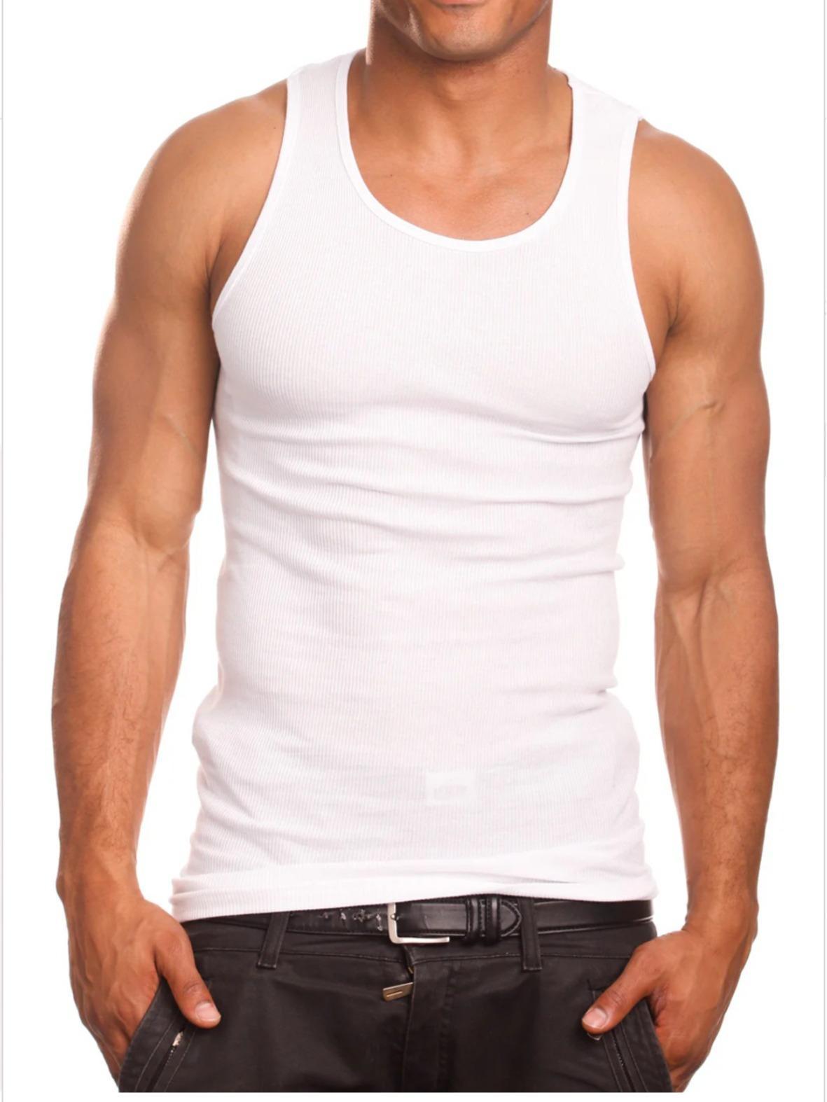 3pc Pro 5 A-shirts Black or White Underwear Tank Top Wife Beater Undershirt- Cute Menswear, Solid Color, Clean Profile Tank Tops (Black, White)