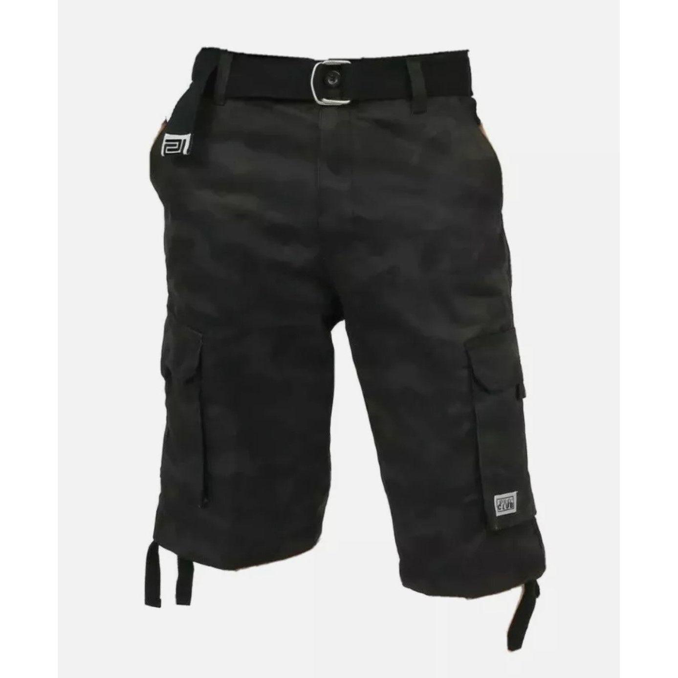 Pro Club Cargo Shorts with Belt - Mens Cotton Twill Cargo Short Pants