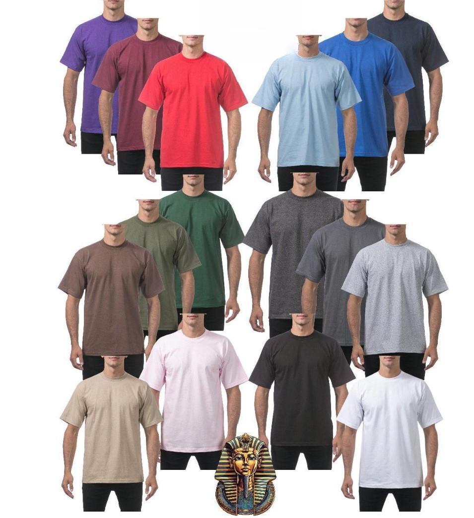 Pro Club Men's 24-Pack Heavyweight Thick Cotton Short Sleeve Crewneck T-Shirts - Warm, Fitted Cut, Plain, Casual Classic Mensfashion Tops with Cotton-Polyester Fabric
