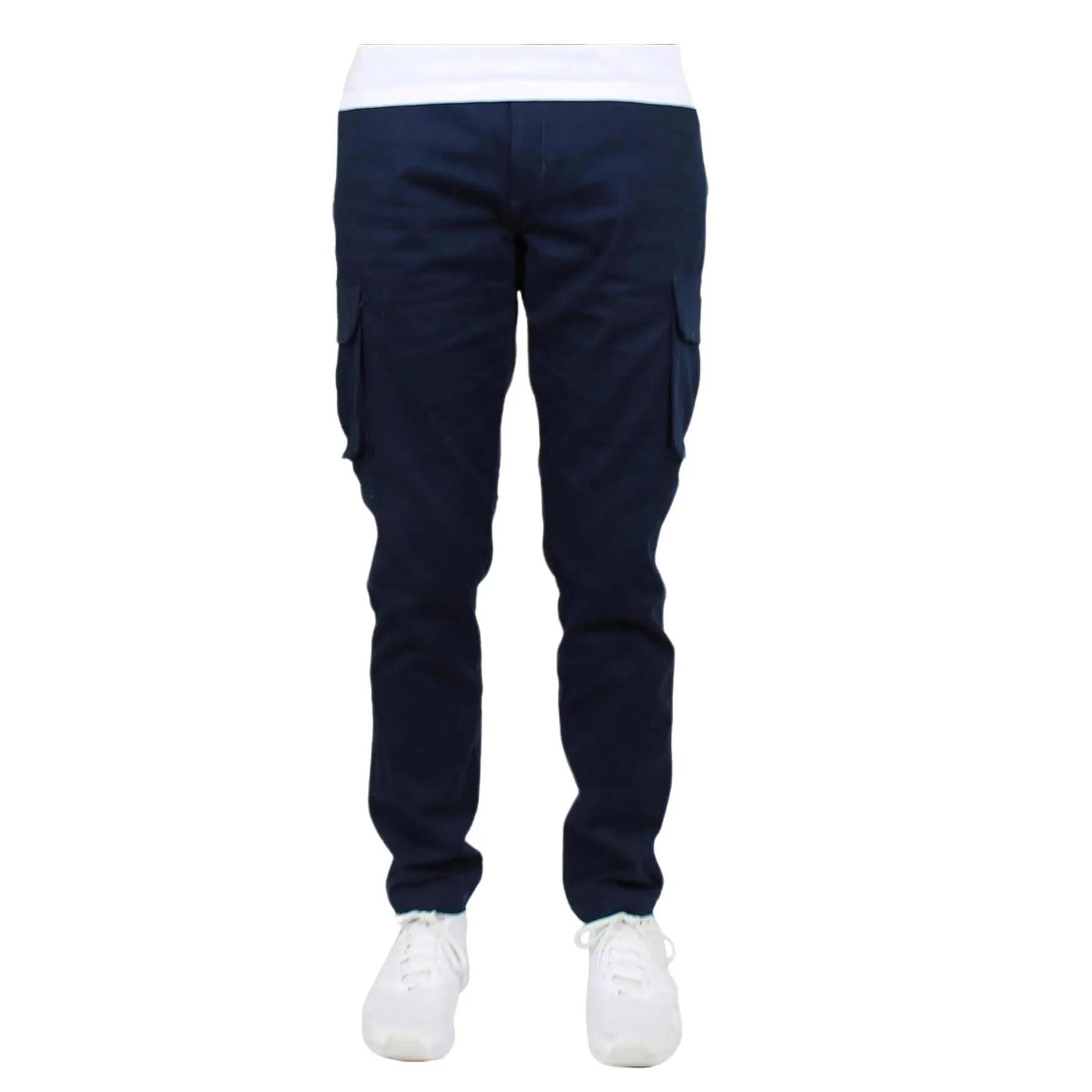 3-Pack Men's Flex-Stretch one size dowen for perfect fit Cotton Cargo Pants 31-Inch Inseam - Comfortable Durable Plain Design in Black Khak