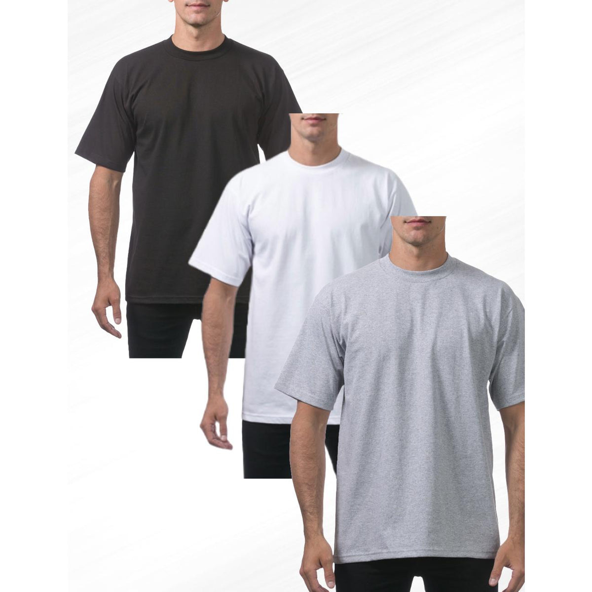 Pro Club Men's 3-Pack Heavyweight Cotton Short Sleeve Crew Neck T-Shirts - Soft, Plain, Cold Wash, Streetwear Outfits Everyday Basics Clothing Tops