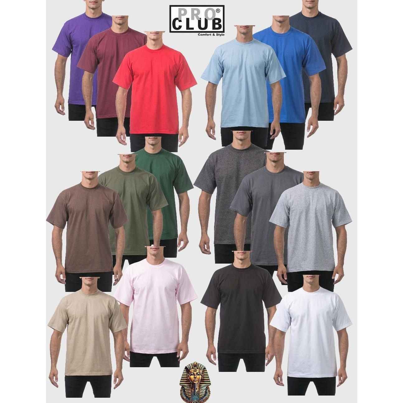 5 Pack Pro Club Heavyweight T-Shirt for Men - Short Sleeve