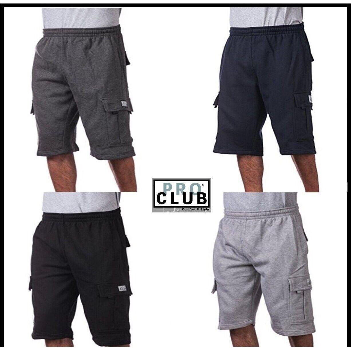 ProClub Cargo Sweat Shorts Men's Heavyweight Fleece Shorts with 6 Pockets Casual Hip Hop Cotton