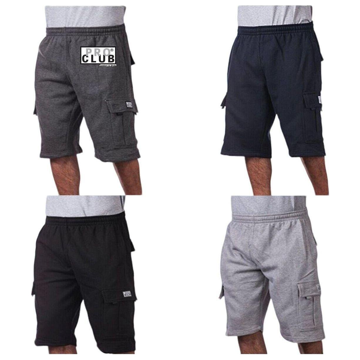 ProClub Cargo Sweat Shorts Men's Heavyweight Fleece Shorts with 6 Pockets Casual Hip Hop Cotton