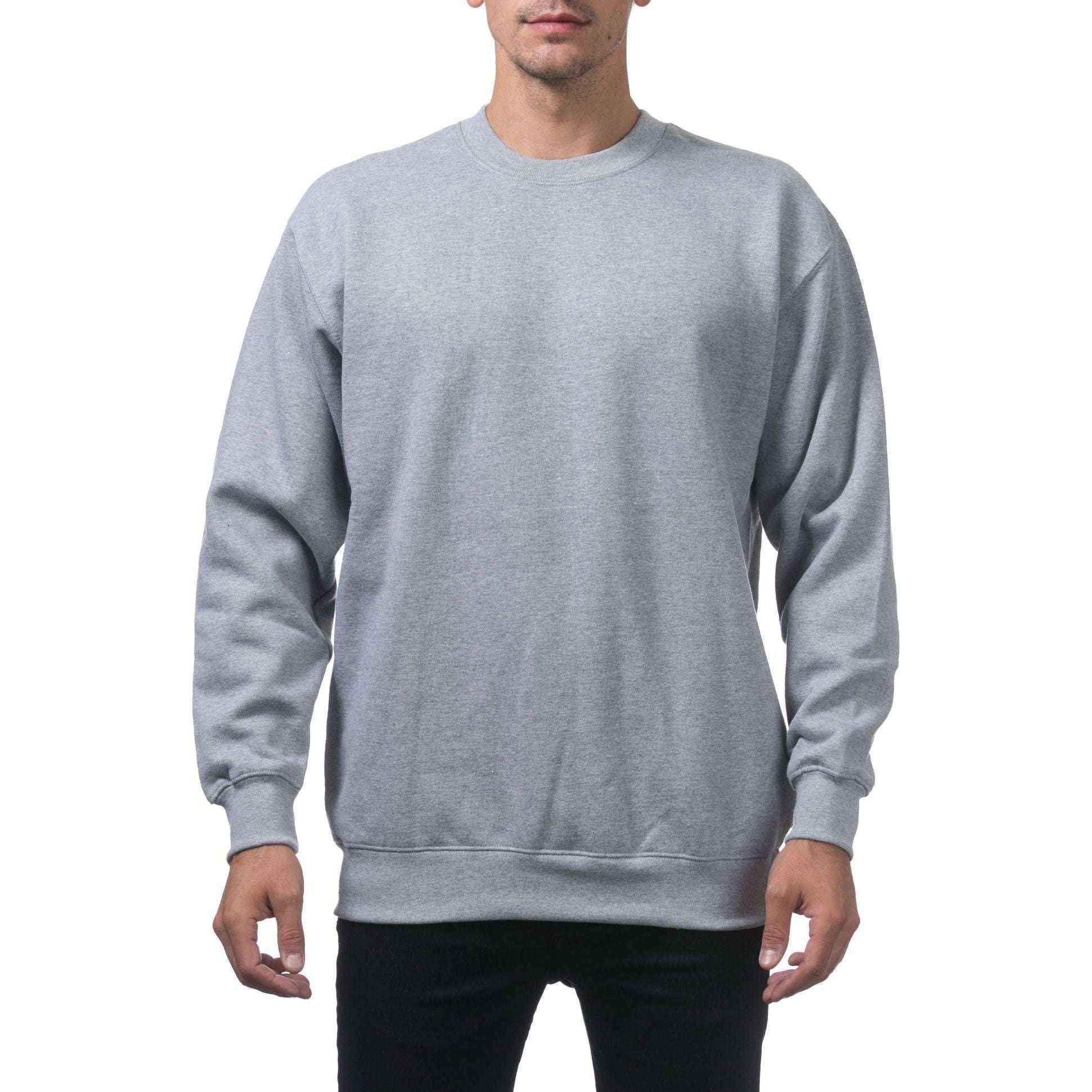 Pro Club Men's Fleece Pullover Sweater - Plain Crew Neck Fleece Pullover