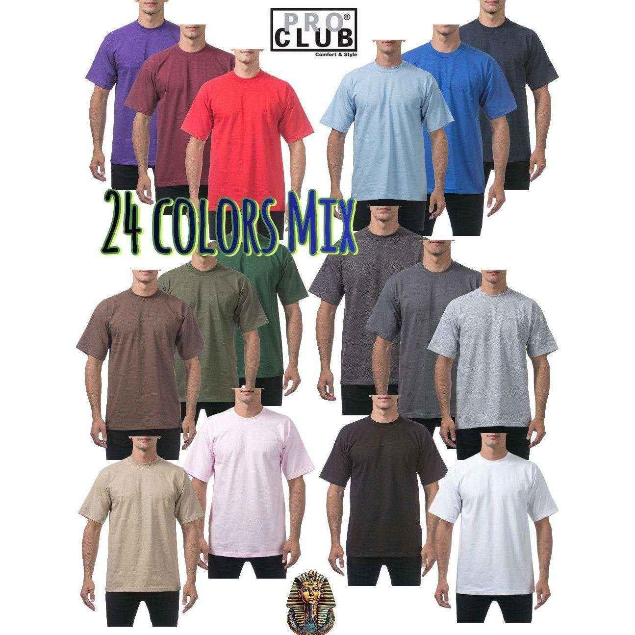 24 Pro Club Heavyweight T-Shirts Men's Short Sleeve