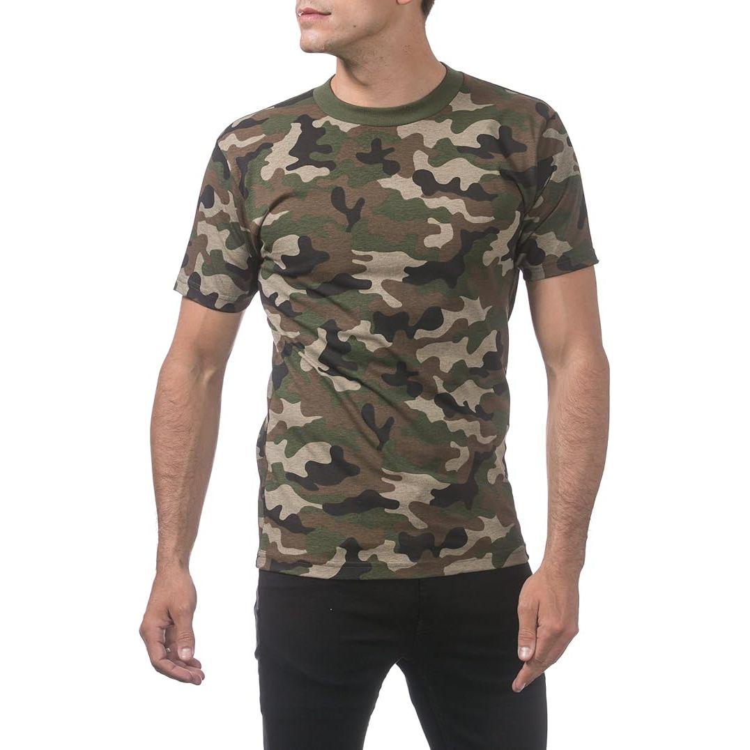 Pro Club Men's Green Camo T-Shirt, Comfort Cotton Short Sleeve