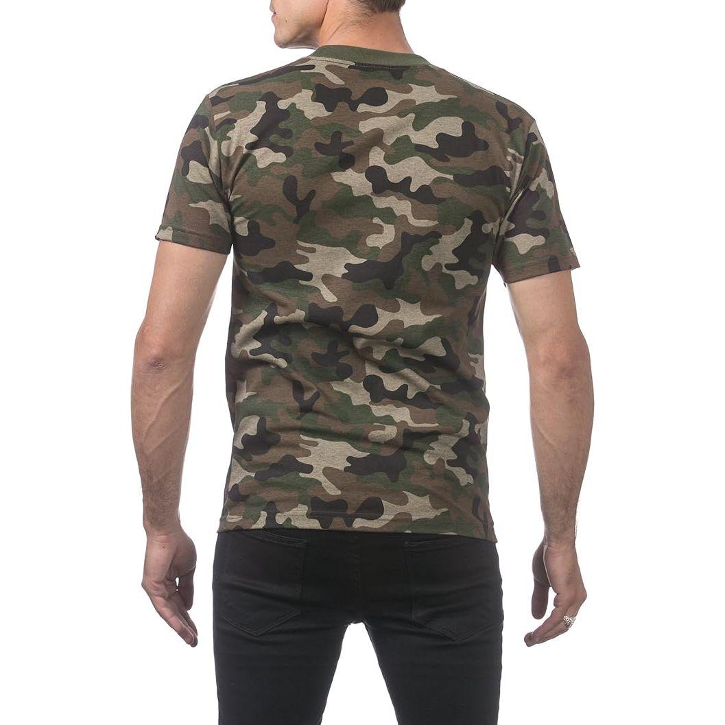 Pro Club Men's Green Camo T-Shirt, Comfort Cotton Short Sleeve