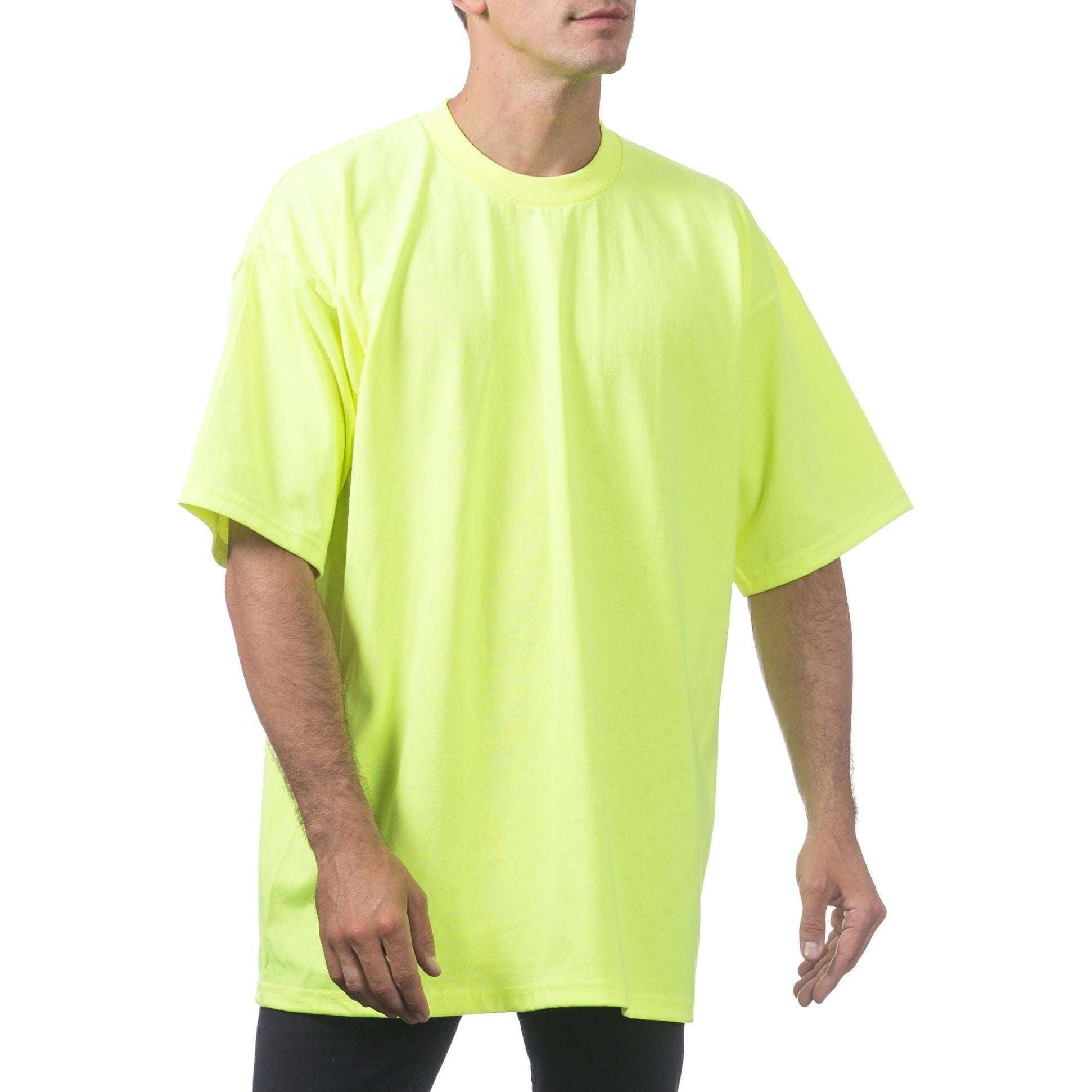 SAFETY GREEN Men's Heavyweight T-Shirt - Pro Club Short Sleeve Comfort