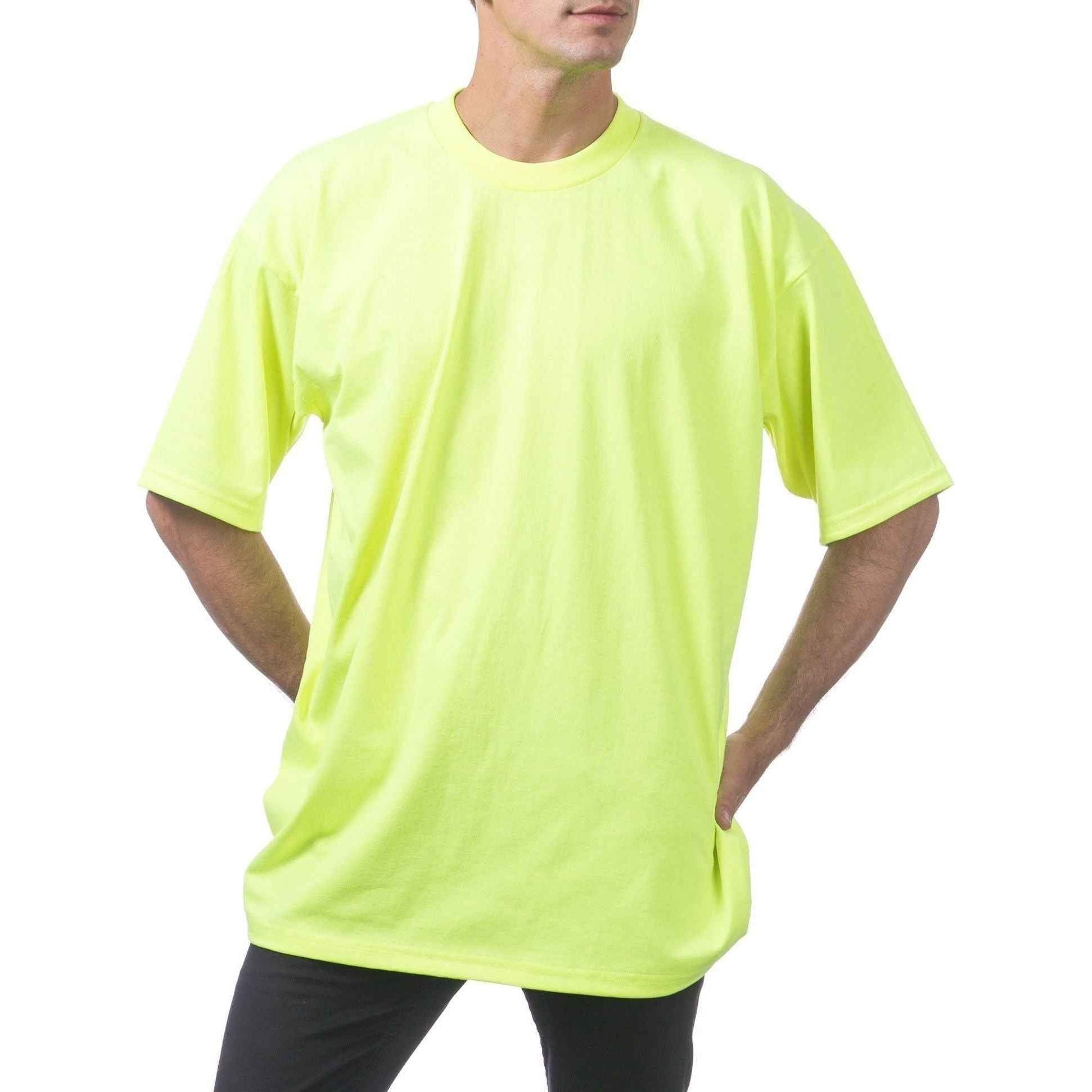 SAFETY GREEN Men's Heavyweight T-Shirt - Pro Club Short Sleeve Comfort