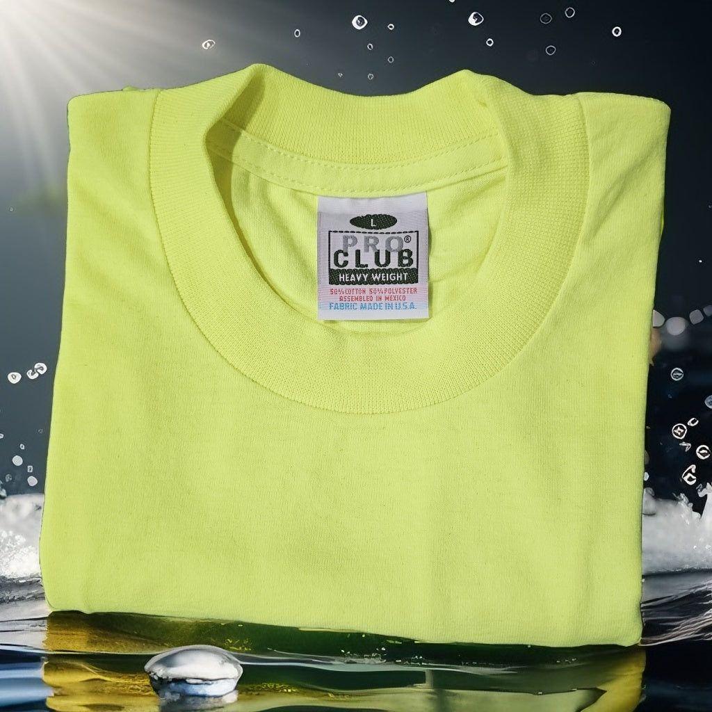 SAFETY GREEN Men's Heavyweight T-Shirt - Pro Club Short Sleeve Comfort