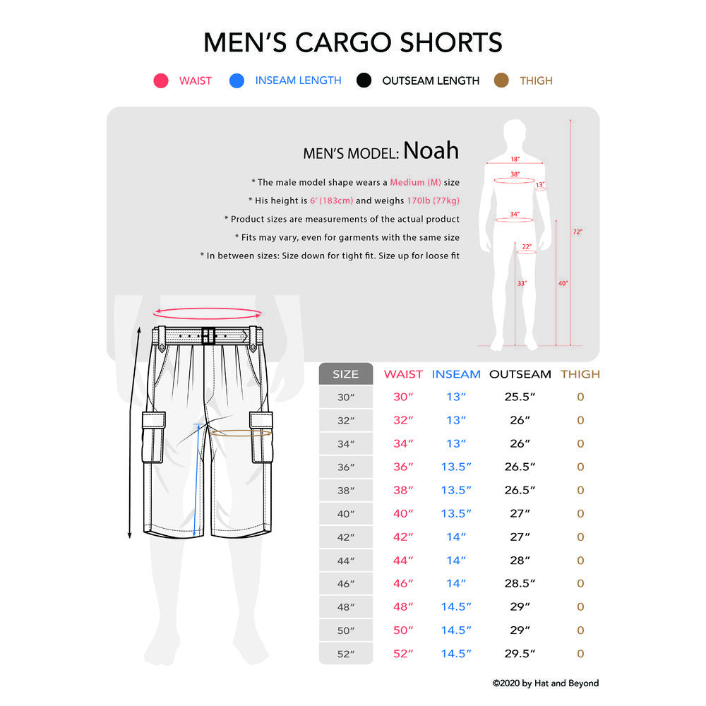 Pro Club Cargo Shorts with Belt - Mens Cotton Twill Cargo Short Pants