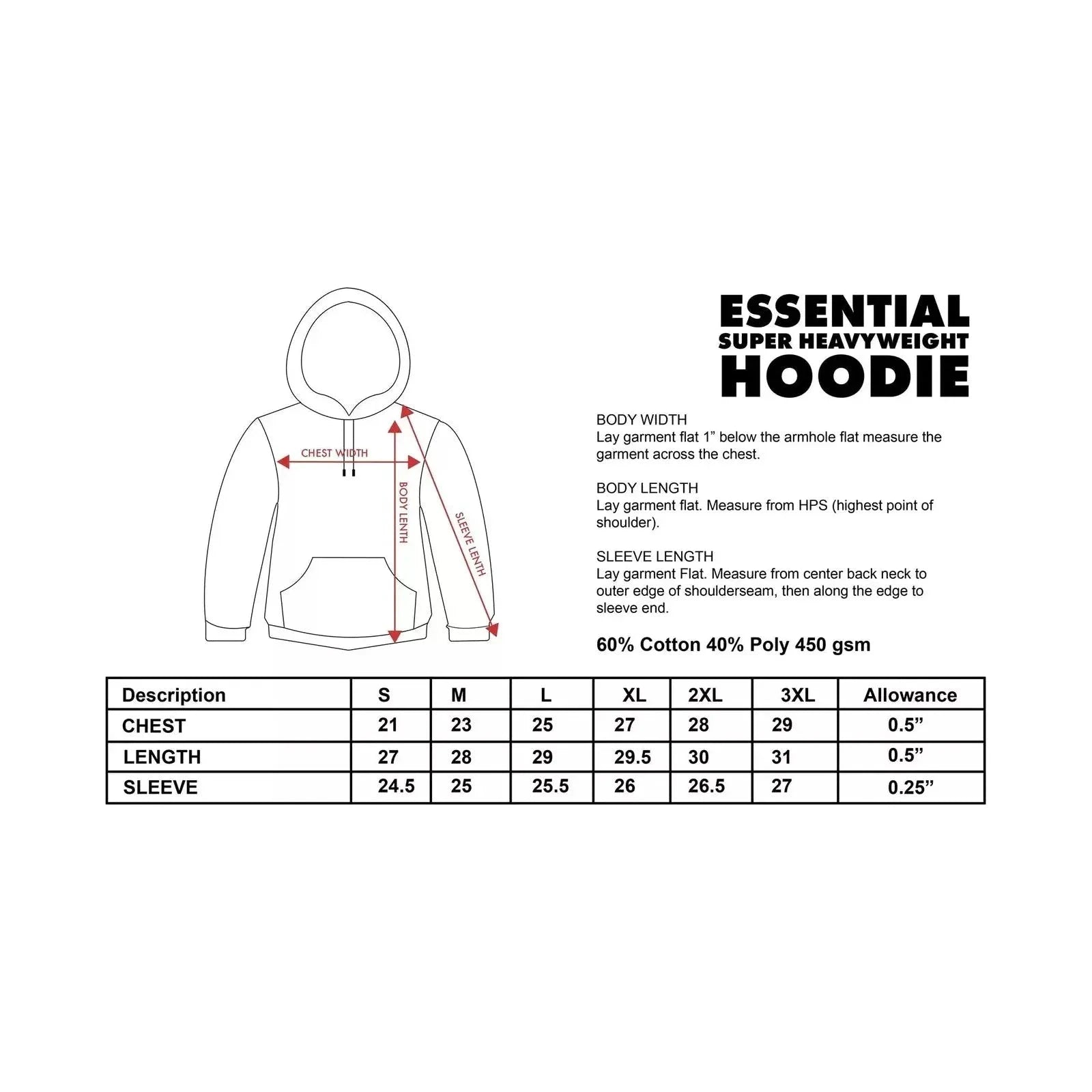 Shaka Wear Heavyweight Fleece Hoodie - Men's Essential Super Heavyweight Design