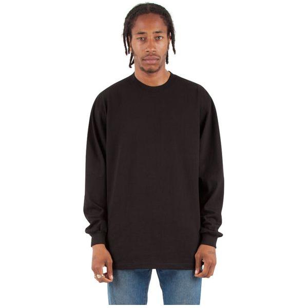 Shaka Wear Long Sleeve Heavyweight Cotton T-Shirt – Max Heavy 7 Ounce Crew Neck Tee Top