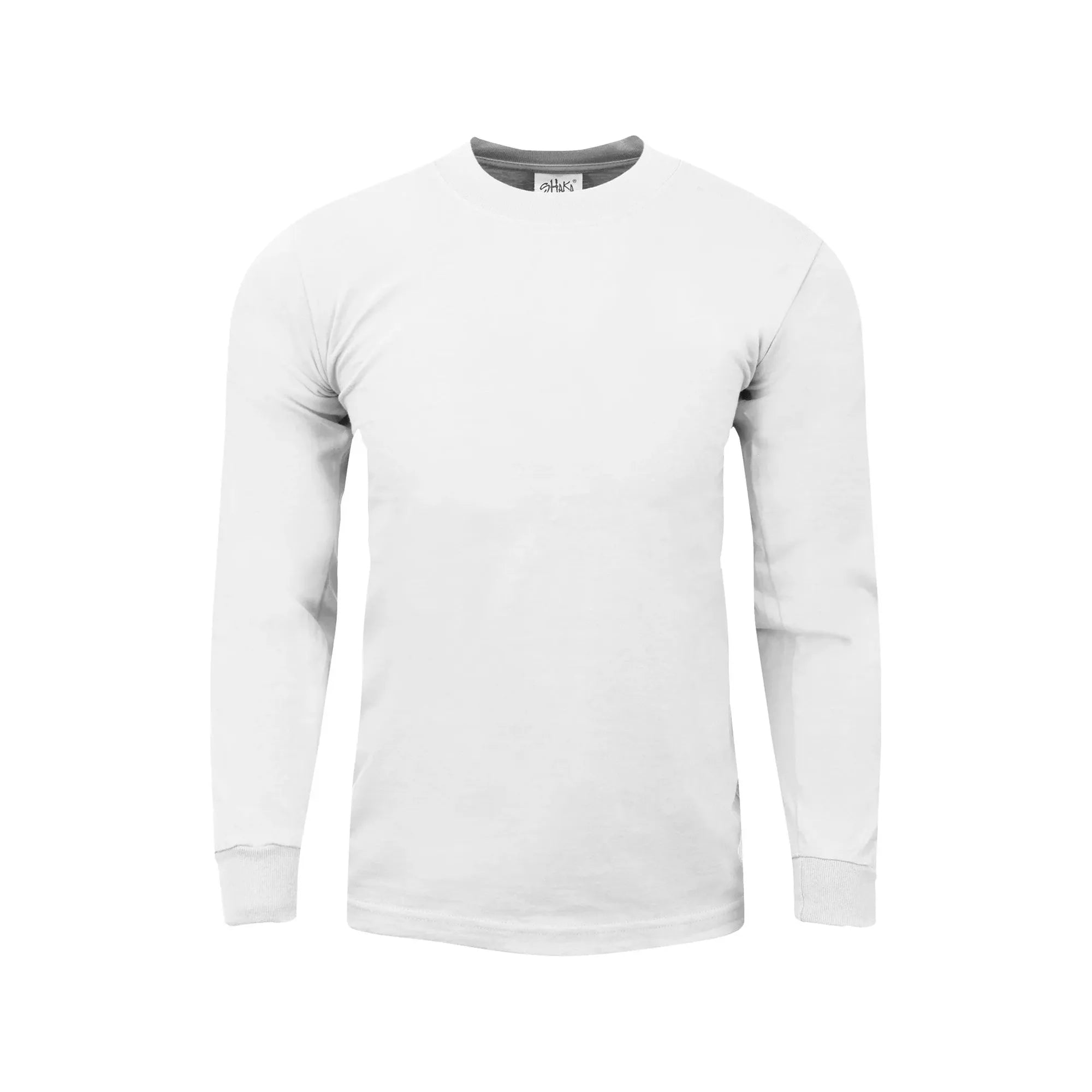 Shaka Wear Long Sleeve Heavyweight Cotton T-Shirt – Max Heavy 7 Ounce Crew Neck Tee Top