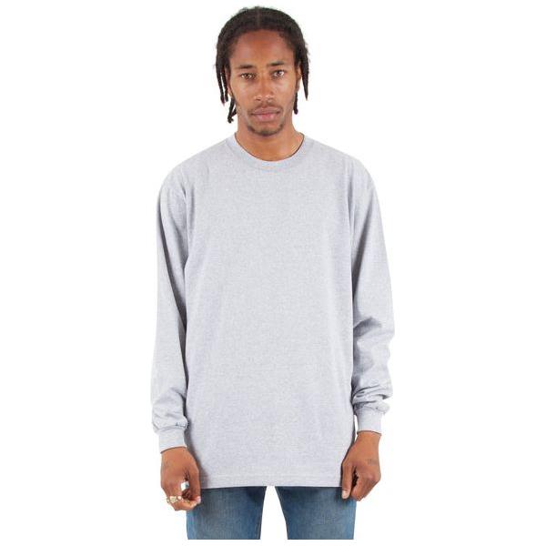 Shaka Wear Long Sleeve Heavyweight Cotton T-Shirt – Max Heavy 7 Ounce Crew Neck Tee Top