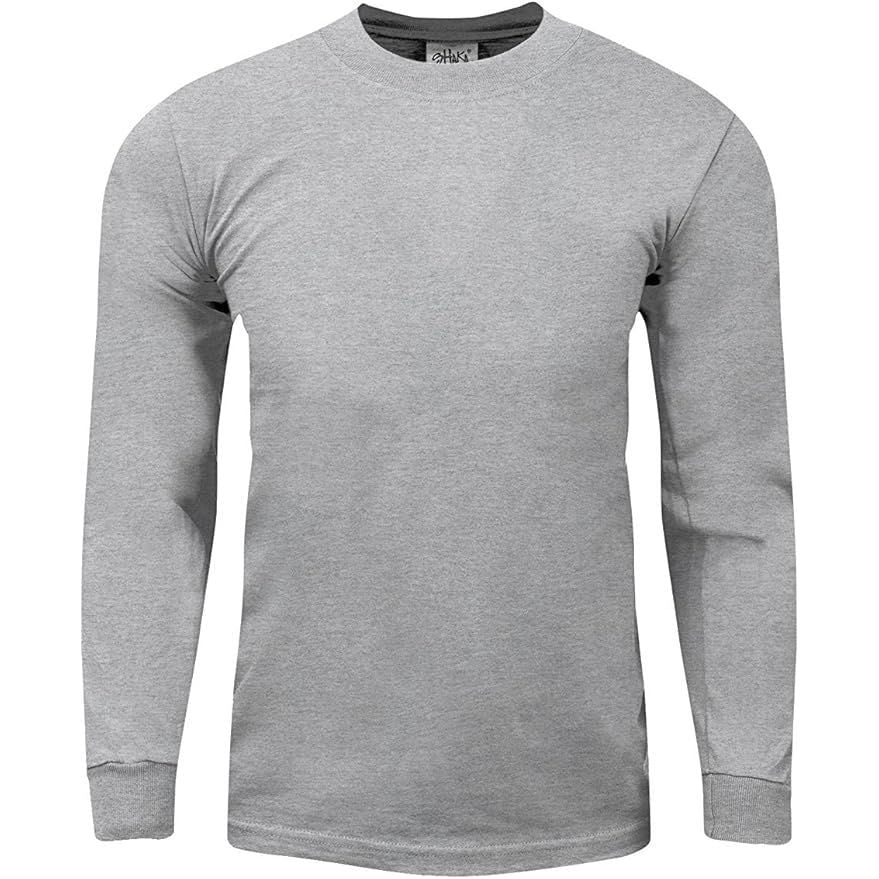 Shaka Wear Long Sleeve Heavyweight Cotton T-Shirt – Max Heavy 7 Ounce Crew Neck Tee Top