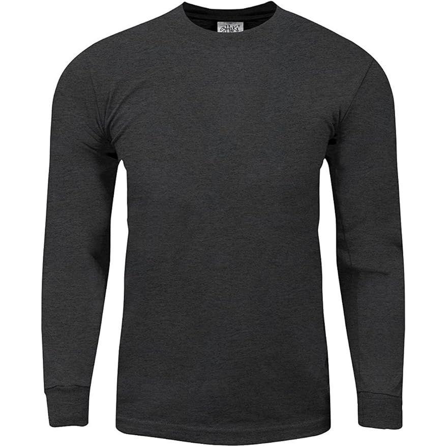 Shaka Wear Long Sleeve Heavyweight Cotton T-Shirt – Max Heavy 7 Ounce Crew Neck Tee Top