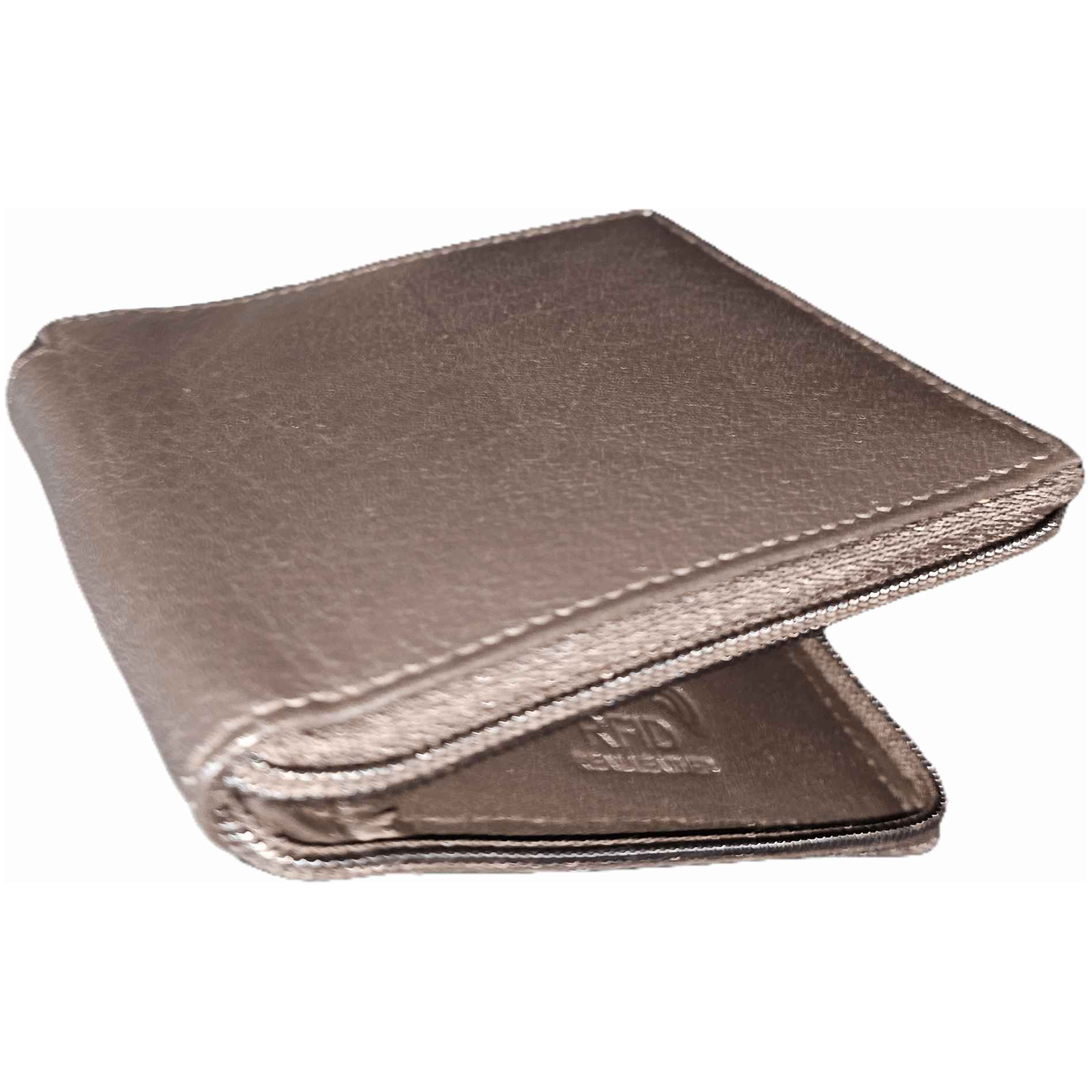 RFID Blocking Zipper Leather Wallet for Secure Storage