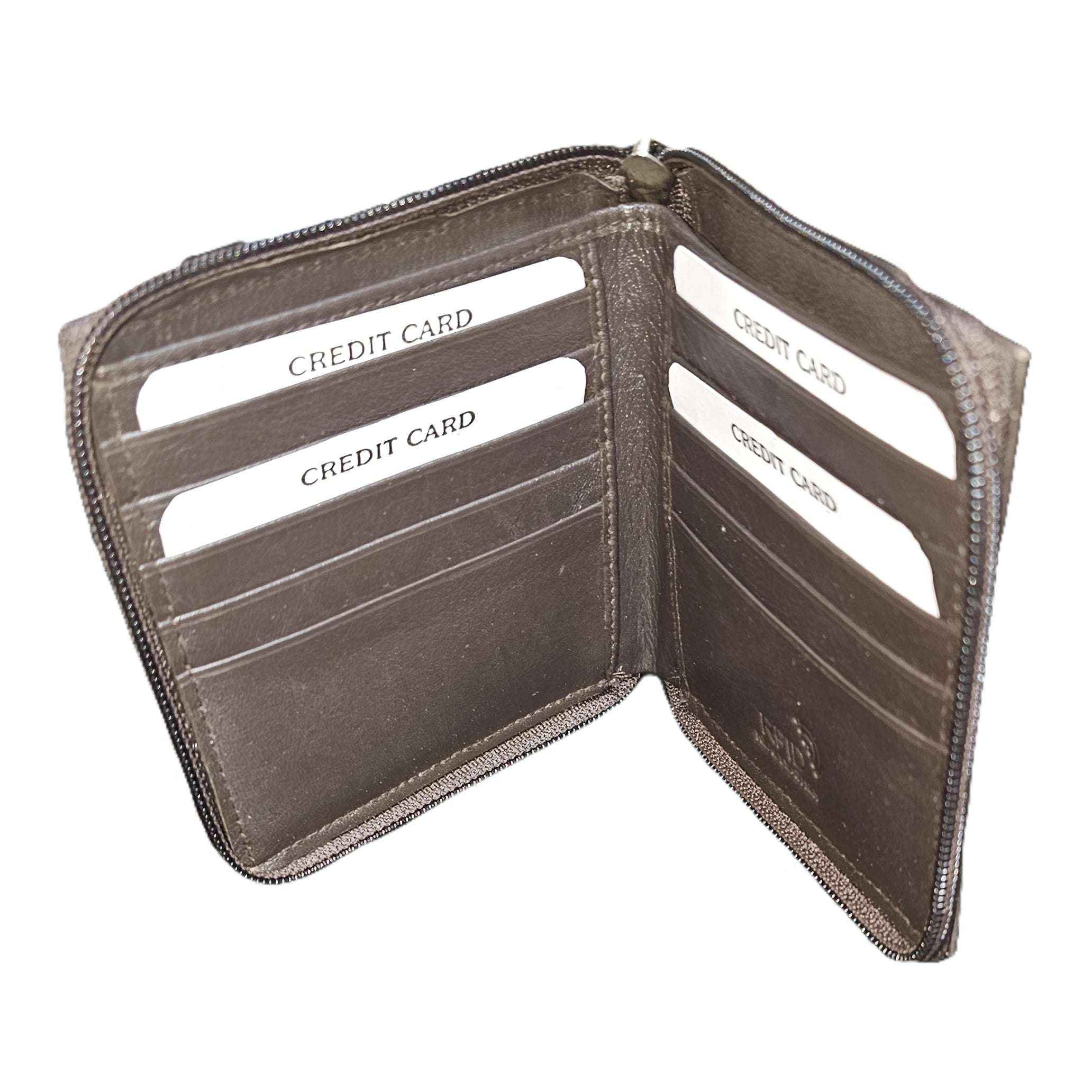 RFID Blocking Zipper Leather Wallet for Secure Storage