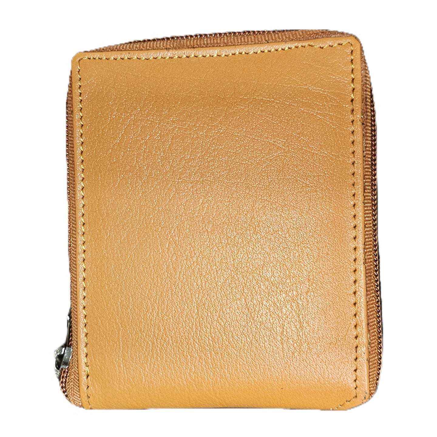 RFID Blocking Zipper Leather Wallet for Secure Storage
