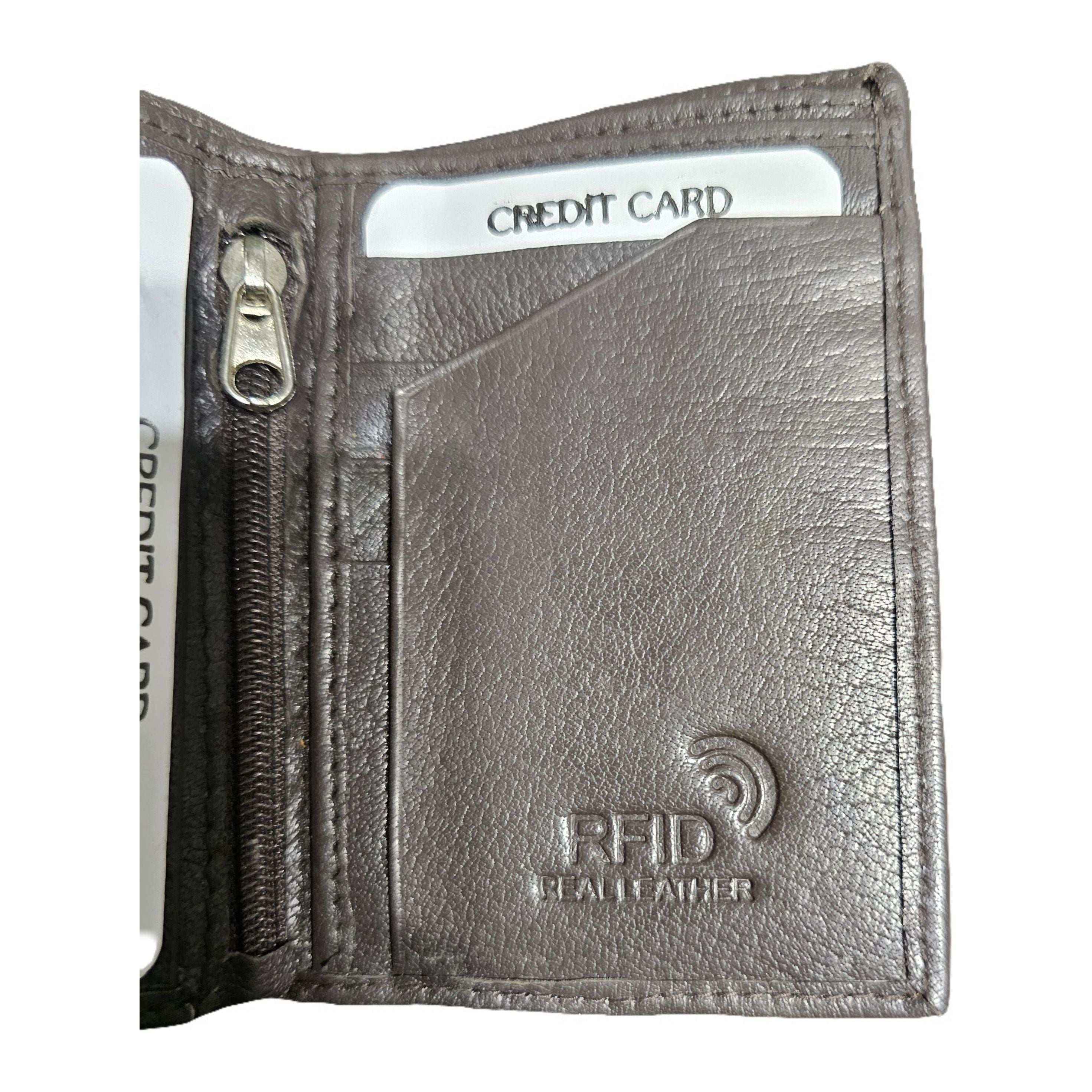 RFID Wallet Genuine Leather with 2 Zippers, Made in India