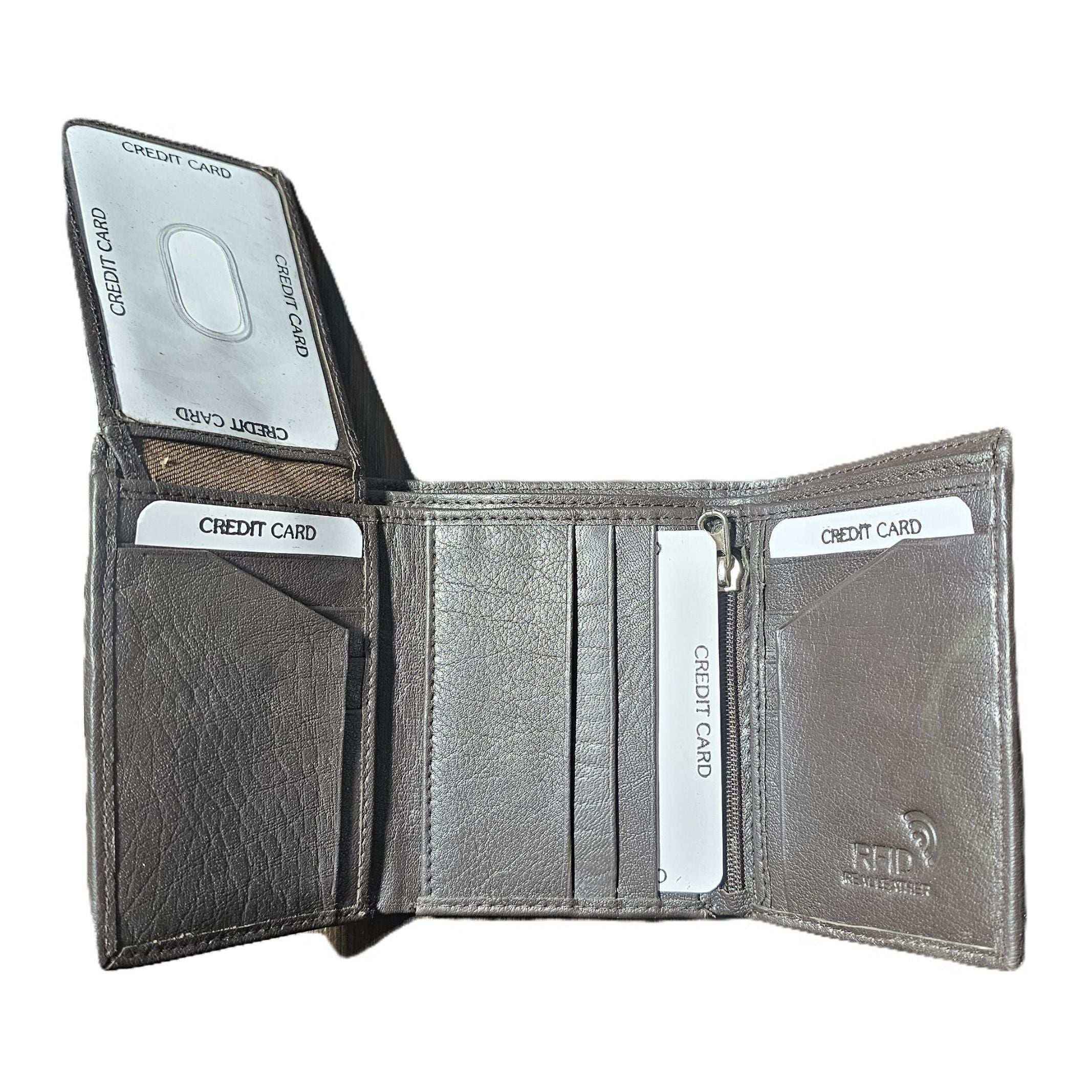 RFID Wallet Genuine Leather with 2 Zippers, Made in India