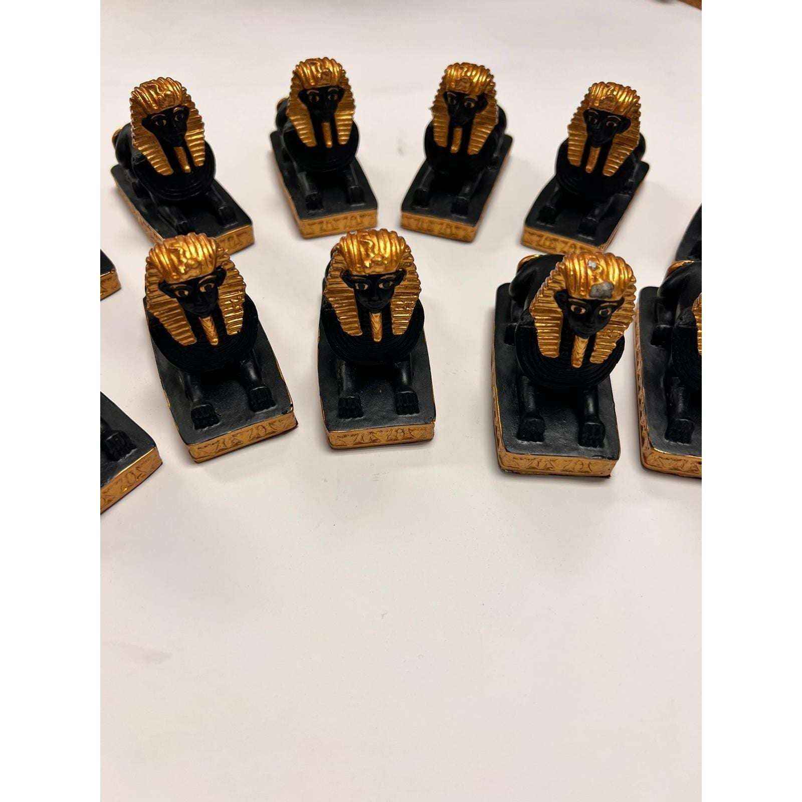 Enigmatic Black and Gold Sphinx Statue - Exquisite Black and Gold Sphinx Statue for Ancient Decor