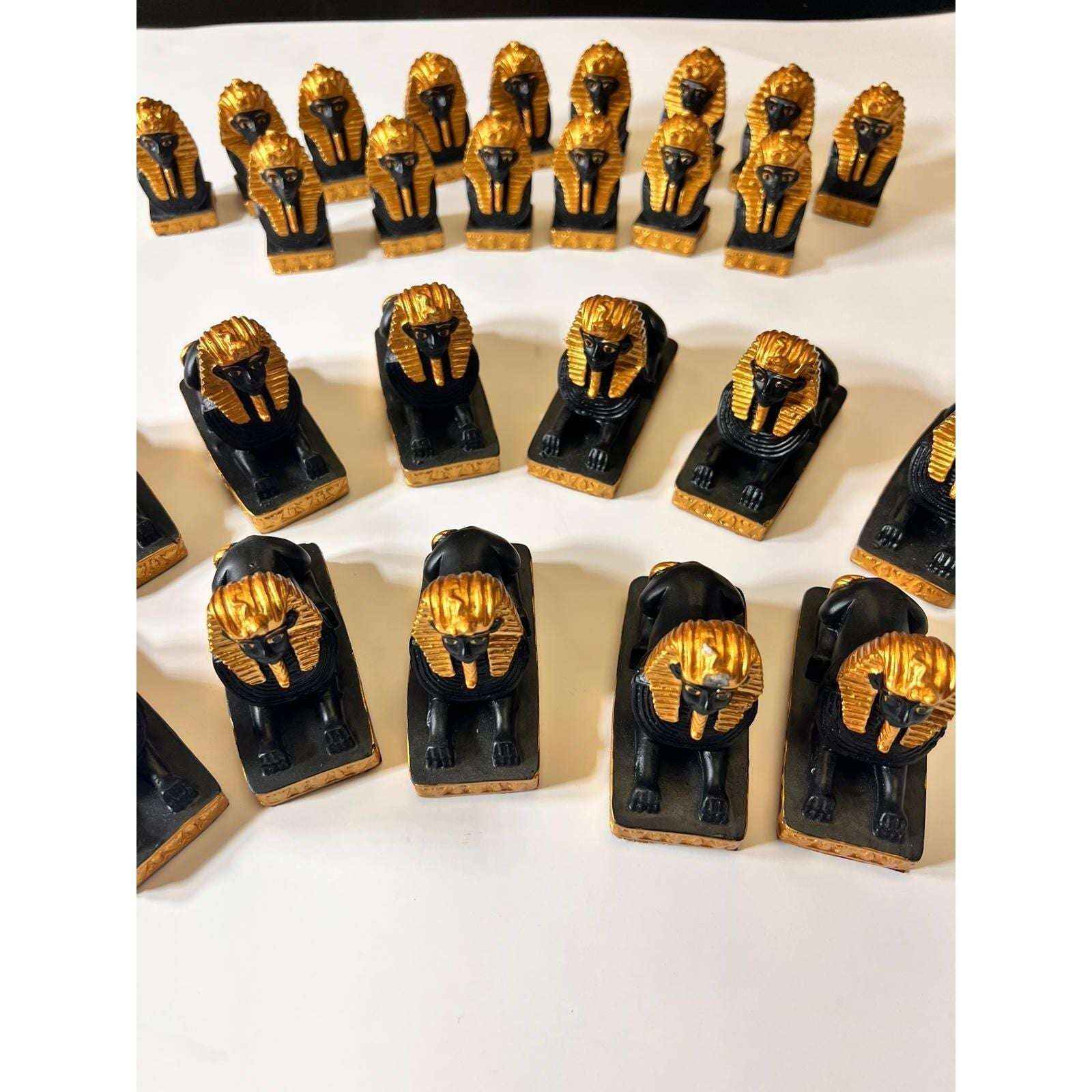 Enigmatic Black and Gold Sphinx Statue - Exquisite Black and Gold Sphinx Statue for Ancient Decor