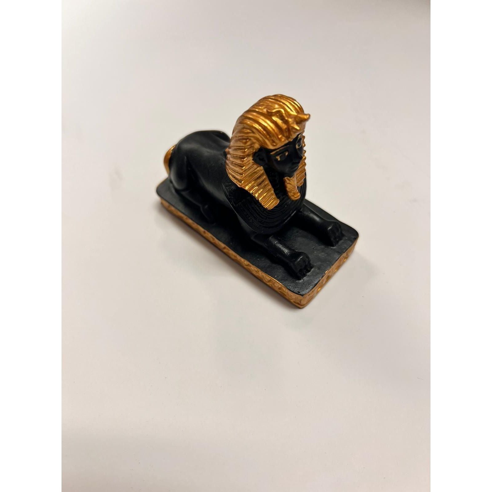 Enigmatic Black and Gold Sphinx Statue - Exquisite Black and Gold Sphinx Statue for Ancient Decor