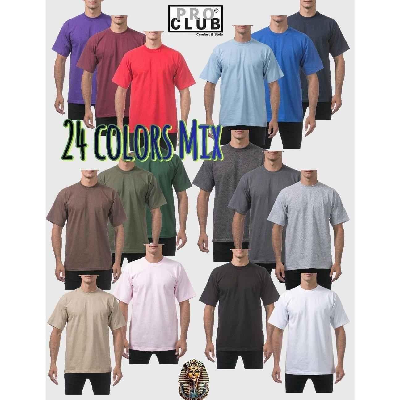 24 Pro Club Heavyweight T-Shirts Men's Short Sleeve