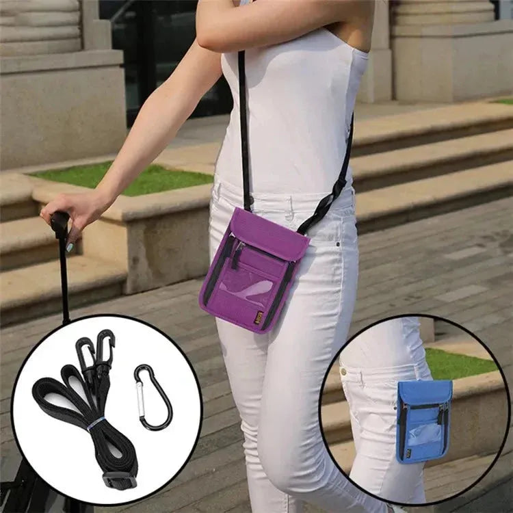 JUNLETU RFID Blocking Passport Storage Bag - Waterproof Nylon Travel Bag for Cards and Phone