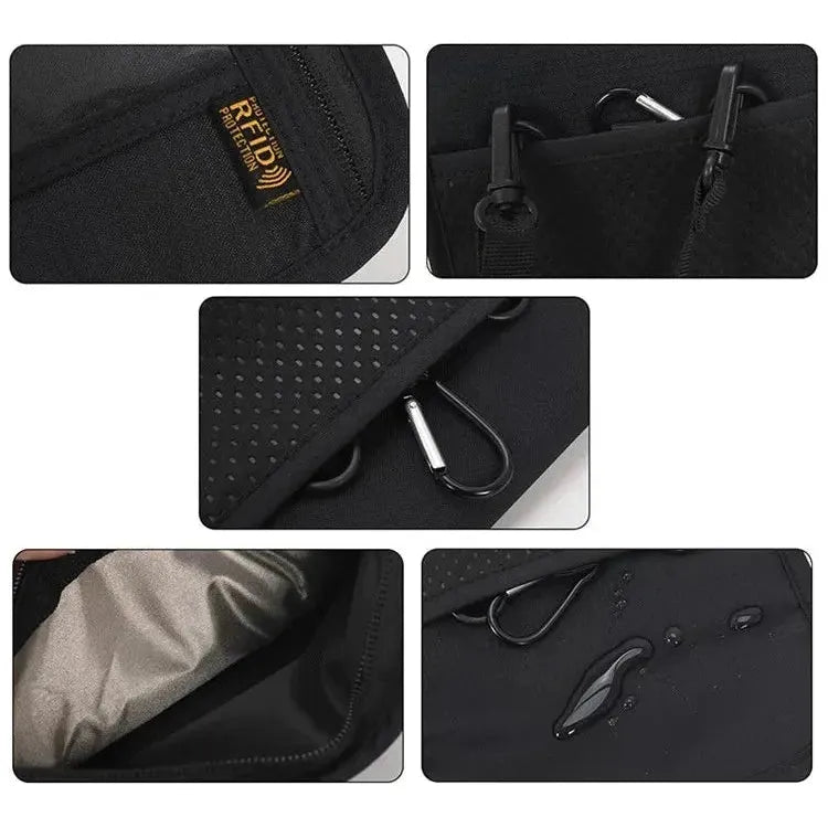 JUNLETU RFID Blocking Passport Storage Bag - Waterproof Nylon Travel Bag for Cards and Phone