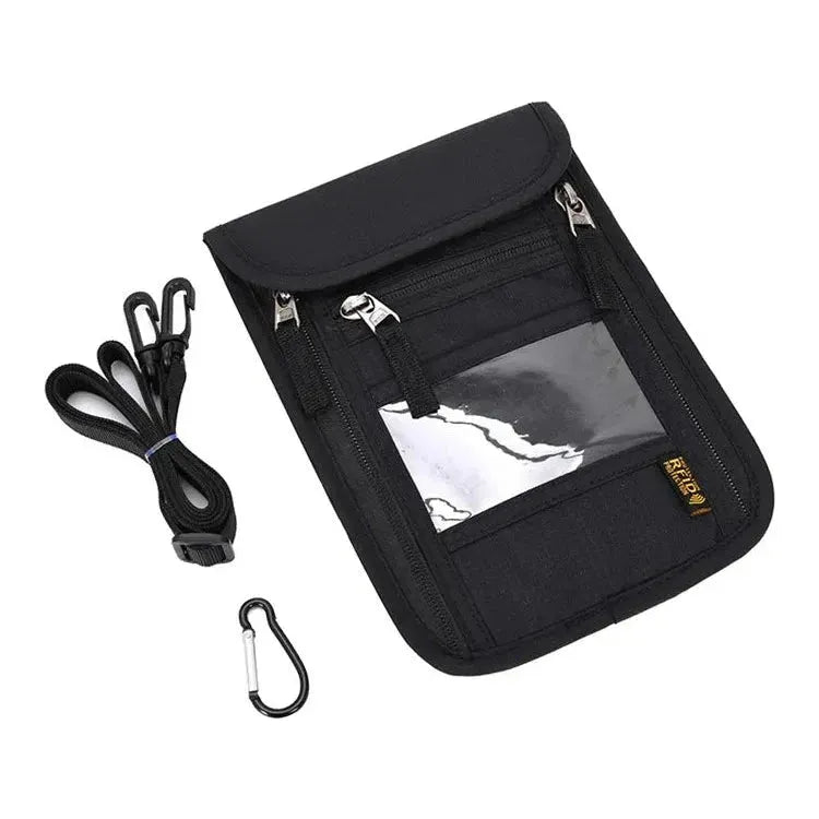 JUNLETU RFID Blocking Passport Storage Bag - Waterproof Nylon Travel Bag for Cards and Phone