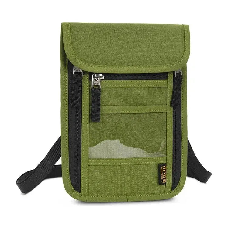 JUNLETU RFID Blocking Passport Storage Bag - Waterproof Nylon Travel Bag for Cards and Phone