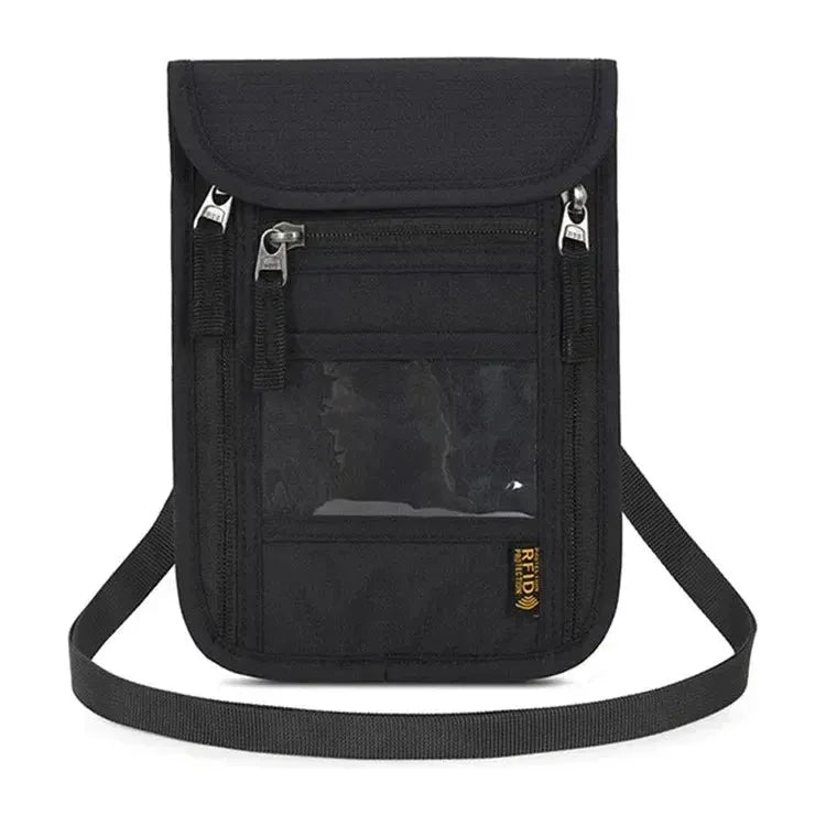 JUNLETU RFID Blocking Passport Storage Bag - Waterproof Nylon Travel Bag for Cards and Phone