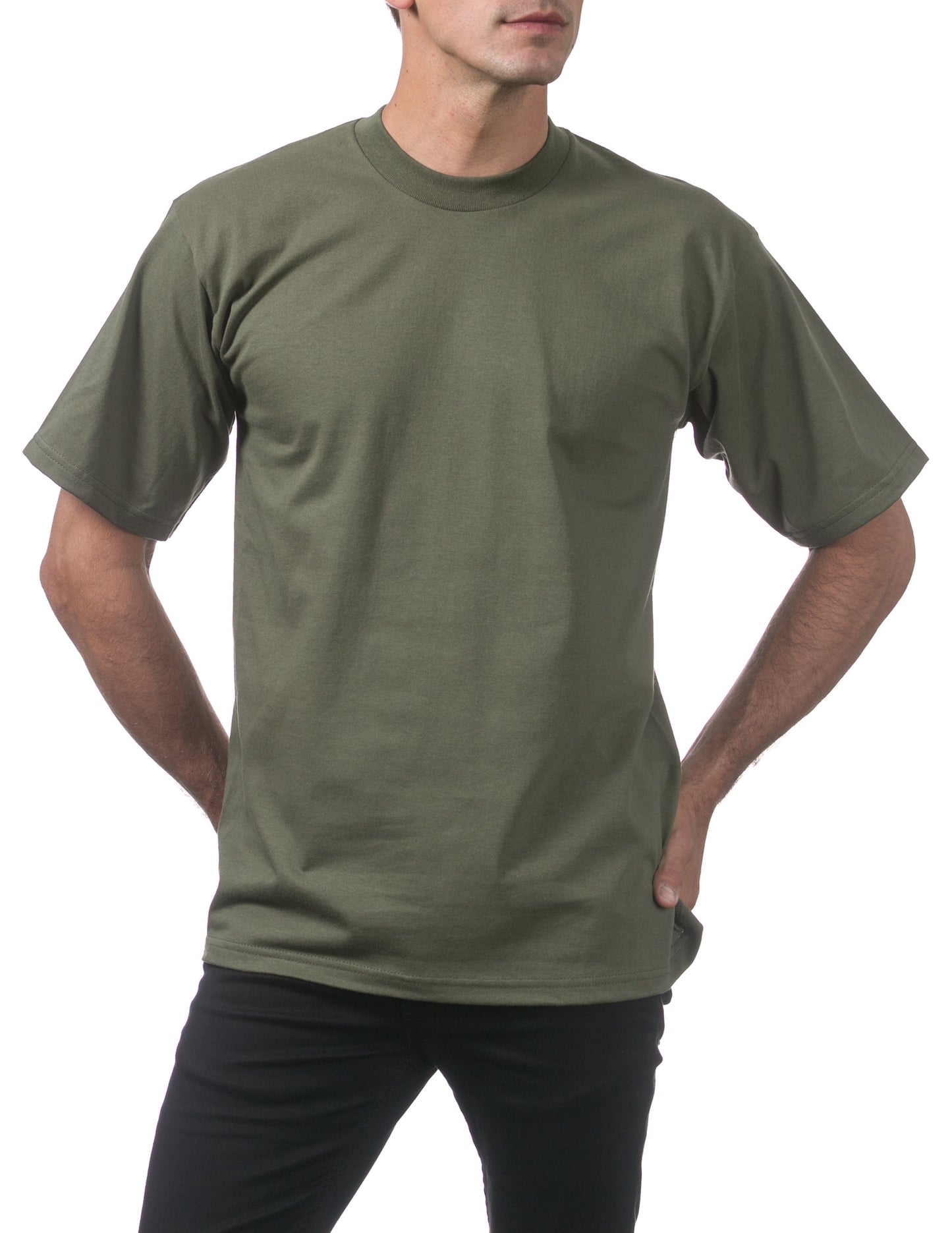 Olive Pro Club Men's Heavyweight Short Sleeve T-Shirt