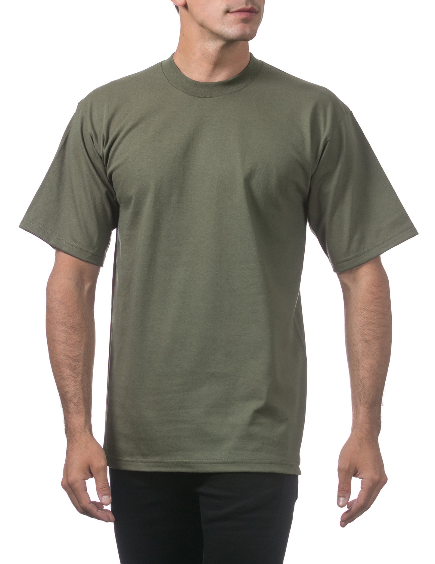 Olive Pro Club Men's Heavyweight Short Sleeve T-Shirt