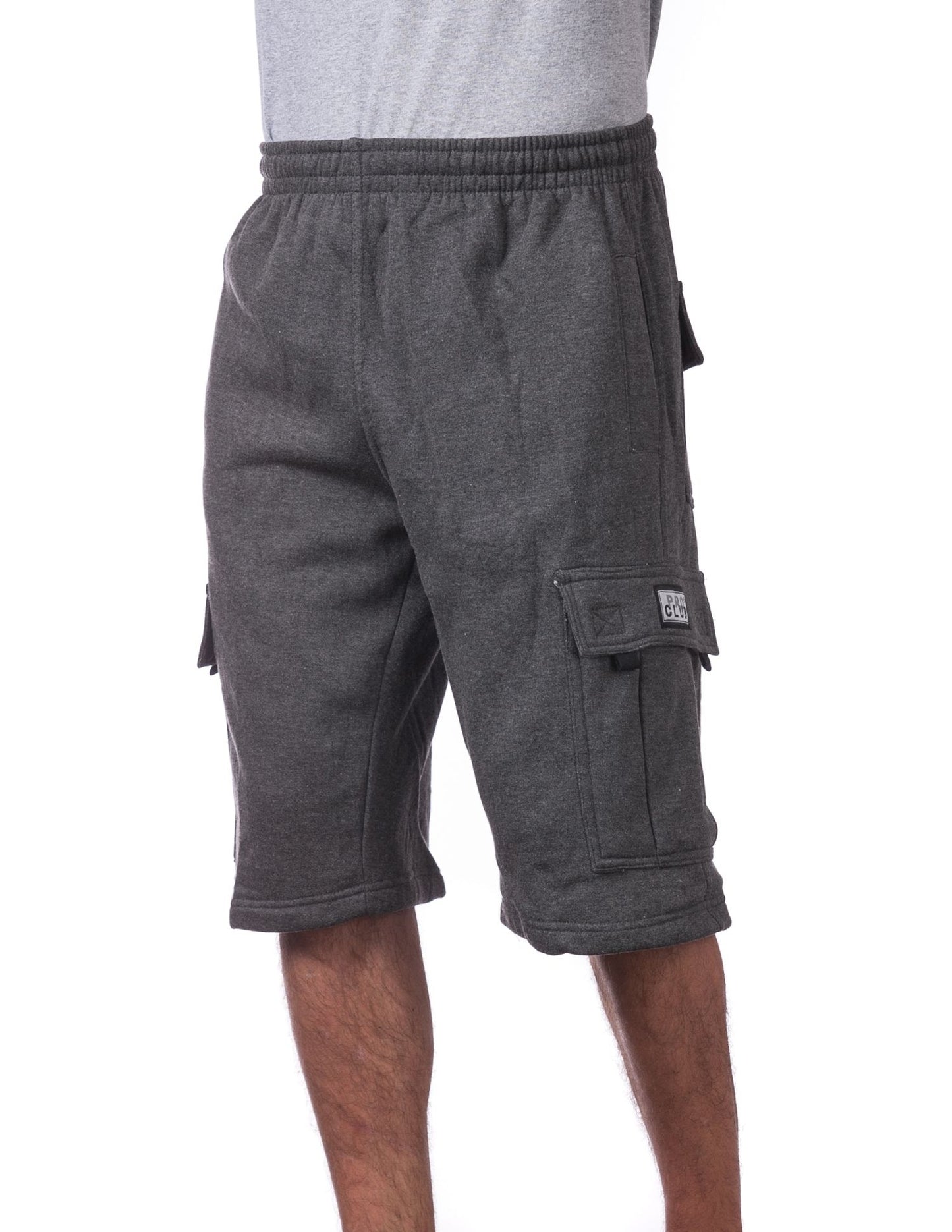 Shorts PROCLUB Men's Heavyweight Cargo Sweat Shorts 6 Pockets Fleece Shorts Pro Club Hip Hop Shorts Casual Sweat shorts Cotton Casual plain