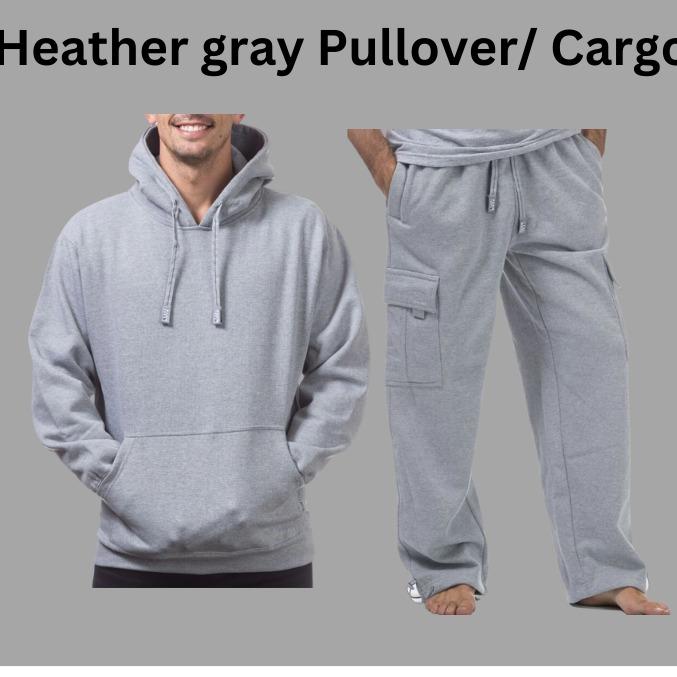 Pro Club Men's 2-Piece Clothing Set - 60% Cotton 40% Polyester, Long Sleeve Zip-Up Hoodie with Pocket, Matching Cargo Sweatpants with Ample Space, Stylish Plain Top, Cozy Enough for Cool Casual Days (Black, Heather Gray, Charcoal Gray, 2 XL) Classic Mensw