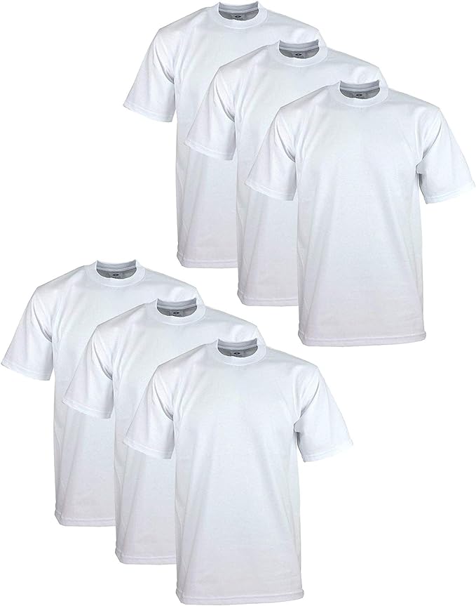 6 Pack Pro Club Men's Heavyweight Short Sleeve T-Shirt