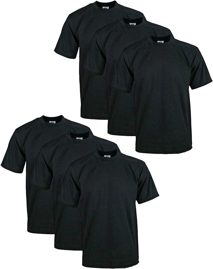 6 Pack Pro Club Men's Heavyweight Short Sleeve T-Shirt
